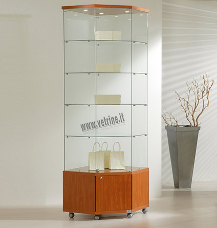 mobile angolare con vetrina